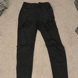 black american eagle ripped jeans, high waisted